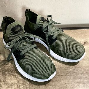 Men's AVIA Olive Green Black SEQUENCE Fly Knit ATHLETIC Running SHOERS Sneakers